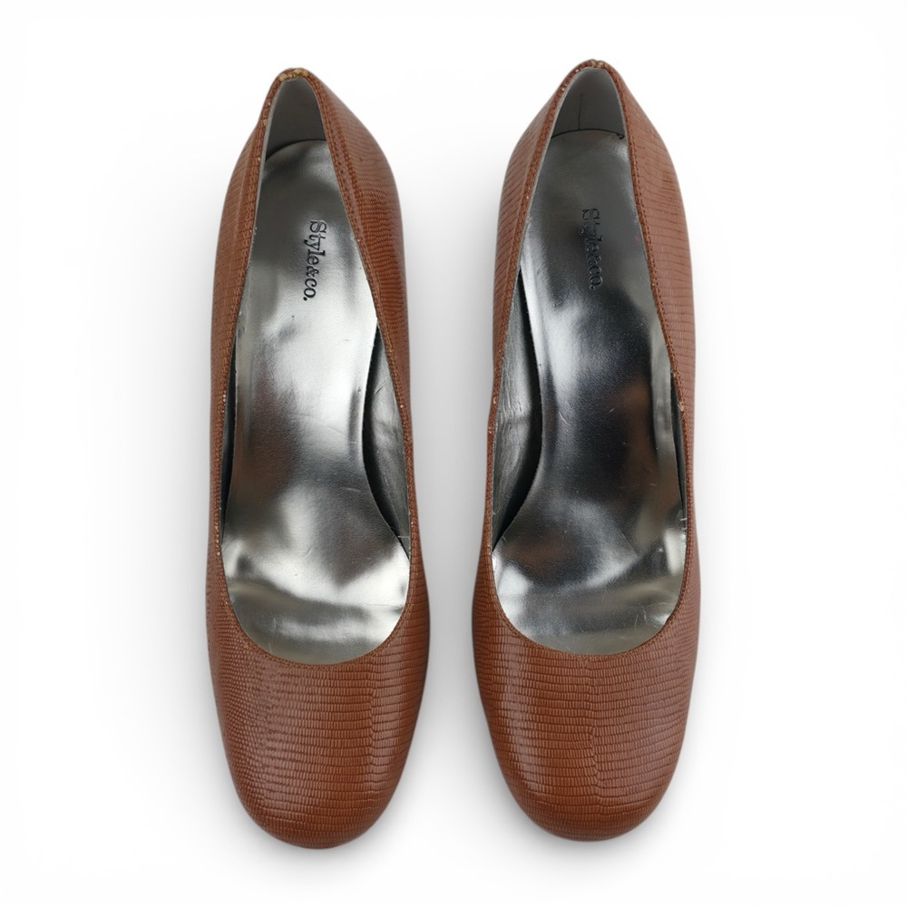 Style & Co Brown Lizard Embossed Faux Leather Round Toe Pumps 10M - Picture 5 of 5